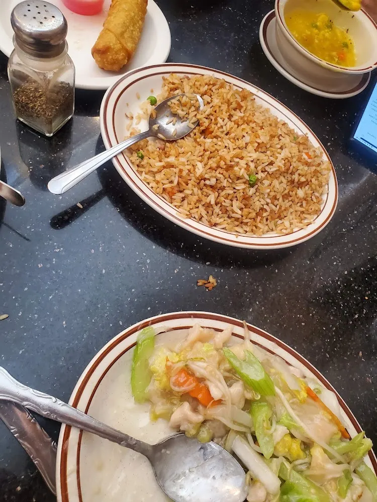 Fried Rice and Chicken Chow Mein